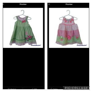 Emily Rose seersucker watermelon and cupcake dress w/ bloomers size 18mths, EUC